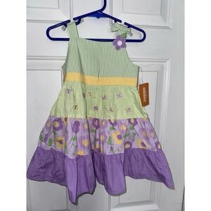 Gymboree NWT Pocketful of Posies Tiered Sundress 18-24M Acid Lime Purple Easter